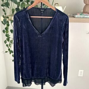 Simply Vera Vera Wang Burnout Velvet Long Sleeve Top M Whimsygoth Sheer Hems